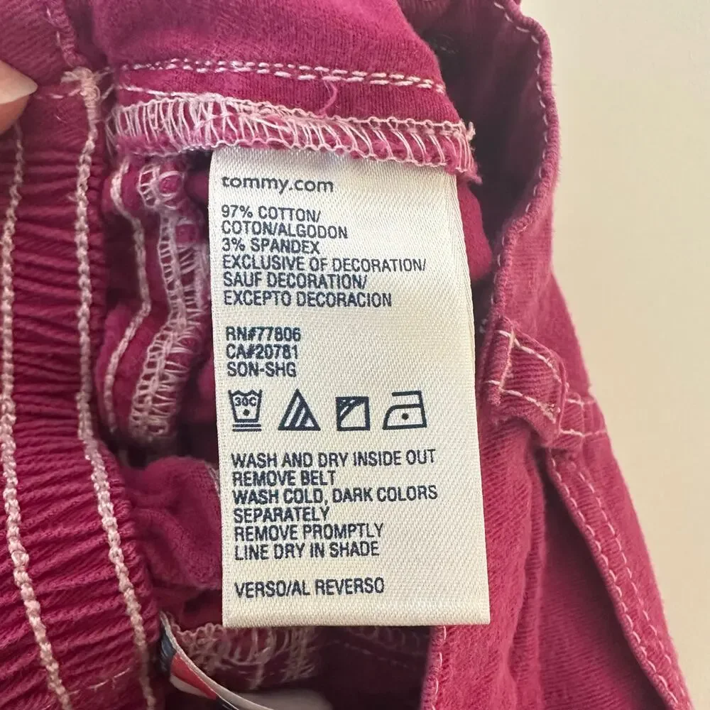 Tommy Hilfiger Vintage Y2K Baby Girl‎ Wide Leg Pink Jeans Size 12-18 Months Snap